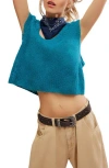 Free People Dream Maker Crop Alpaca Blend Sweater Vest In Blue