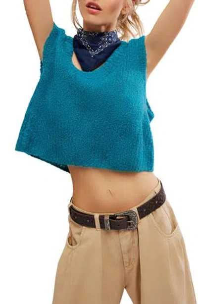 Free People Dream Maker Crop Alpaca Blend Sweater Vest In Blue