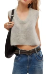Free People Dream Maker Crop Alpaca Blend Sweater Vest In Heather Grey
