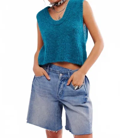 Free People Dream Maker Vest In Turquoise Blue