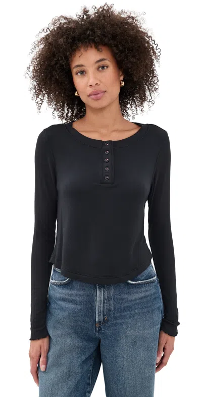 Free People Dream State Henley Top Fp Black In Blue
