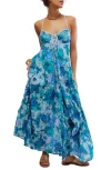 Free People Dream Weaver Cotton Maxi Sundress In Teal Combo