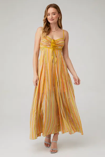 Free People Dream Weaver Maxi Dress Women's Citrus Combo Sleeveless Ddr460 In Multi