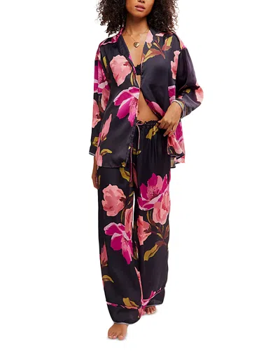 Free People Dreamy Days Print Pajamas In Black