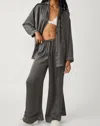 Free People Dreamy Days Solid Pajama Set In Washed Black