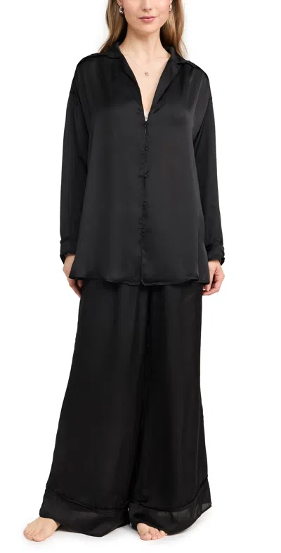 Free People Dreamy Days Solid Pj Set Washed Black In Washed Black