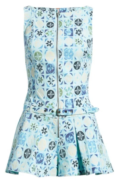 Free People Dune Dancer Belted Floral Romper In Blue