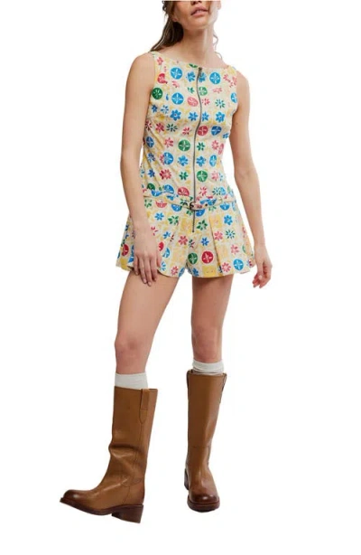 Free People Dune Dancer Belted Floral Romper In Red