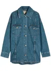Free People Dunes Striped Denim Jacket In Blue