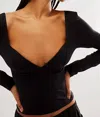 Free People X Intimately Fp Duo Corset Long Sleeve Cami In Black
