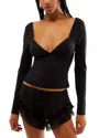 Free People Duo Corset Long Sleeve Top In Black In Black
