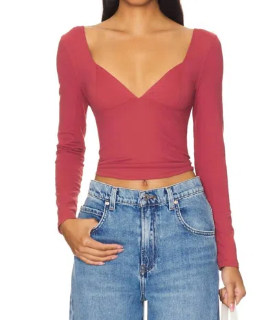 Free People Duo Corset Long Sleeve Top In Earth Red