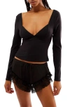 Free People Duo Long Sleeve Top In Black