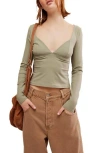 Free People Duo Corset Long Sleeve Top In Laurel Oak In Green