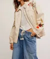 Free People Dusty Trails Denim Bomber Jacket In Ivory Combo In Neutral