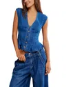 Free People Dylan Denim Vest In Blue