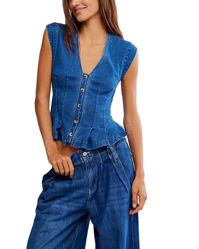 Free People Dylan Denim Vest In Blue