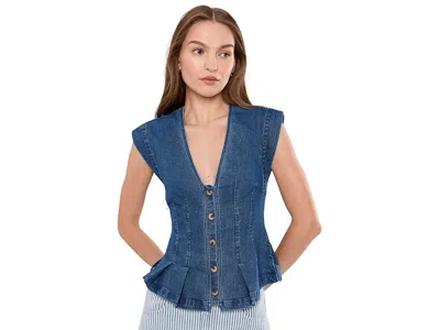 Free People Dylan Denim Vest In Blue