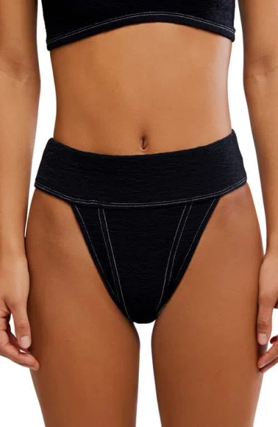 Free People Dylan High Waist Bikini Bottoms In Black
