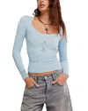 Free People Dynamic Duo Long Sleeve Top In Blue