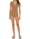 Free People Early Night V-neck Romper In Washed Army In Multi