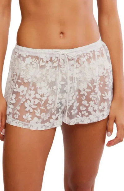 Free People Early Sunsets Lace Pajama Shorts In White
