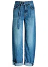 Free People East Bay Cuffed Straight-leg Jeans In Blue