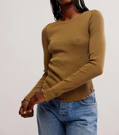 Free People Easy Does It Longsleeve Top In Military Olive In Multi