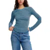 Free People Easy Does It Striped T-shirt In Blue