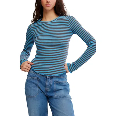 Free People Easy Does It Striped T-shirt In Blue