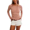 Free People Easy Does It Striped Crewneck Tee In Multi