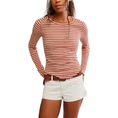 Free People Easy Does It Striped Crewneck Tee In Multi