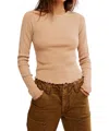 Free People Easy Does It Long Sleeve Waffle Knit Cotton T-shirt In Multi