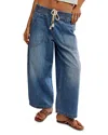 Free People Easy Peasy Wide Leg Denim Drawstring Pants In No Problem