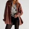 Free People Easy Rider Faux Leather Shirt In Multi