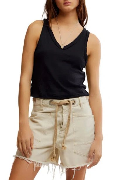 Free People Easy Ruffle Tank In Black