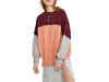 FREE PEOPLE EASY STREET COLORBLOCK OVERSIZED SWEATER IN PEACH COMBO