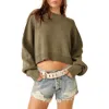 Free People Easy Street Crop Pullover In Dried Basil