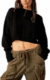 Free People Easy Street Cropped Sweater In Black