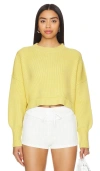 Free People Easy Street Crop Pullover In Light Yellow