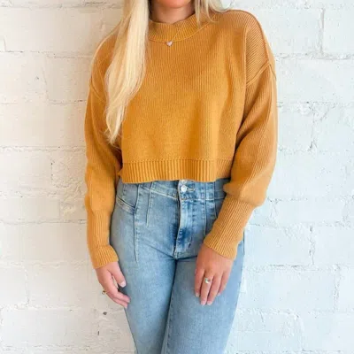 Free People Easy Street Crop Pullover Sweater In Yellow