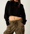 Free People Easy Street Crop Pullover Top In Black In Black