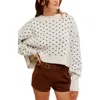 Free People Easy Street Oversize Crop Sweater In White Navy Combo