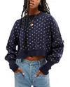 Free People Pattern Easy Street Crop Pullover Navy Combo In Navy Combo