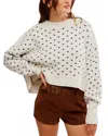 Free People Easy Street Oversize Crop Sweater In White Navy Combo