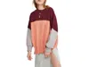 Free People Easy Street Peach Combo Oversized Sweater Cotton In Multicolor In Orange