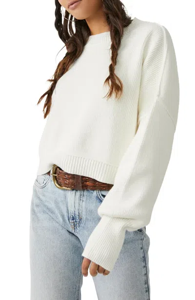 Free People Easy Street Sweater Women's Moonglow Ribbed Knit Cropped Erk1907 In Neutral