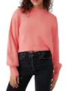 FREE PEOPLE EASY STREET WOMENS MOCK NECK CROPPED PULLOVER SWEATER