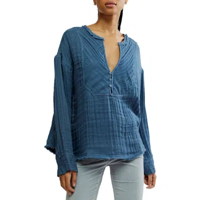 Free People Easy Sunday Cotton Top In Dark Denim