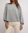 Free People Eclipse Oversize Long Sleeve Tee In Cold Winter In Gray